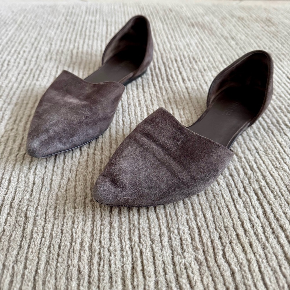 Vince Nina D’orsay Gray Suede Flats 5M Women’s Classic Slip On Shoes EU 35
